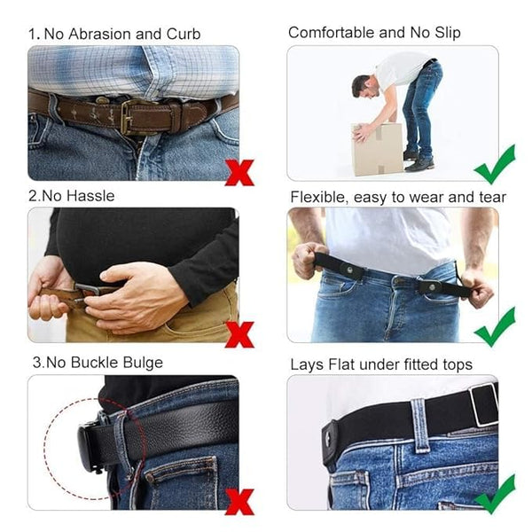 No-Sew Jeans Waist Adjuster Belt – Adjustable Elastic Waistband Extender for Jeans, Pants & Trousers