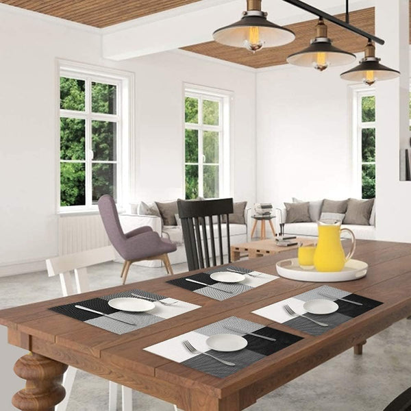 HUPLA Premium PVC Dining Table Placemat 30 × 45 cm | Non-Slip Woven Table Mat for Dining Table, Kitchen & Home | Flexible, Reusable & Easy to Clean
