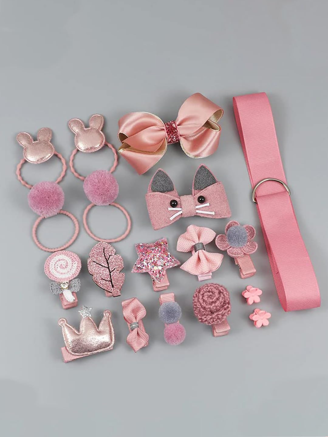 Cute Baby Girls Hair Accessories Set | Premium Hair Clips, Rubber Bands & Headband Combo Kit for Kids