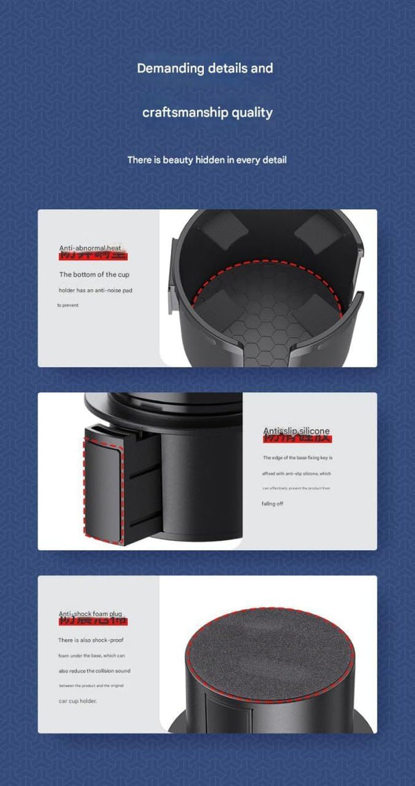 HUPLA 2-in-1 Car Cup Holder Expander with Phone Holder | Multifunction Car Drink & Storage Organizer
