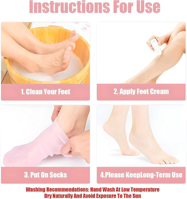 Silicone Moisturizing Foot Socks – Reusable Gel Heel Socks for Dry & Rough Feet Care