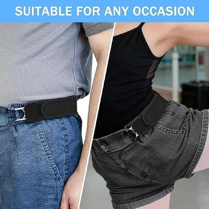 HUPLA Adjustable Waist Tightener Clips for Jeans & Pants | No-Sew Waistband Reducer with Metal Hooks | Reusable Waist Adjuster for Women & Men – Black