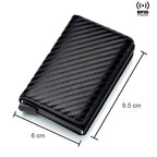 HUPLA Automatic Pop-Up Card Holder for Men | Slim RFID-Style Card Wallet with Push Button | Black Carbon Fibre Pattern Card Case