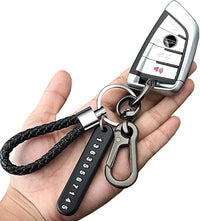 Leather Car Keychain with Phone Number Tag | Premium Metal Key Holder with Carabiner Clip Premium Leather Car Keychain with Phone Number Tag | Metal Car Key Holder