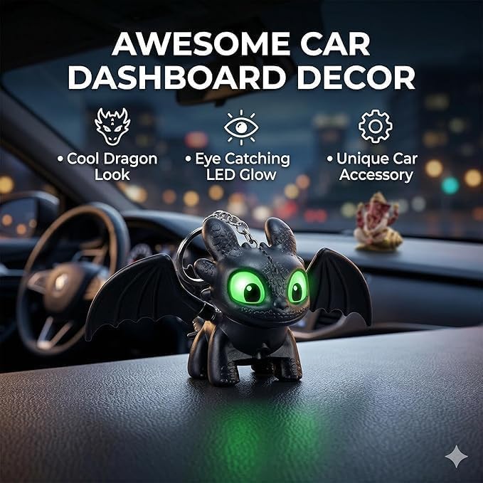 Mysterious Glowing Night Fury Dragon Keychain – LED Luminous Eyes & Articulated Moving Wings (Single Piece)