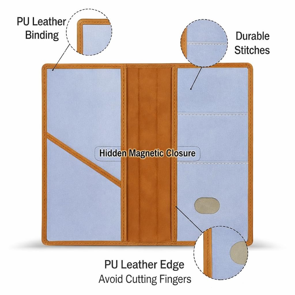 Car Document Holder & Organizer – PU Leather Vehicle Registration, Insurance & License Wallet with Multiple Card Slots