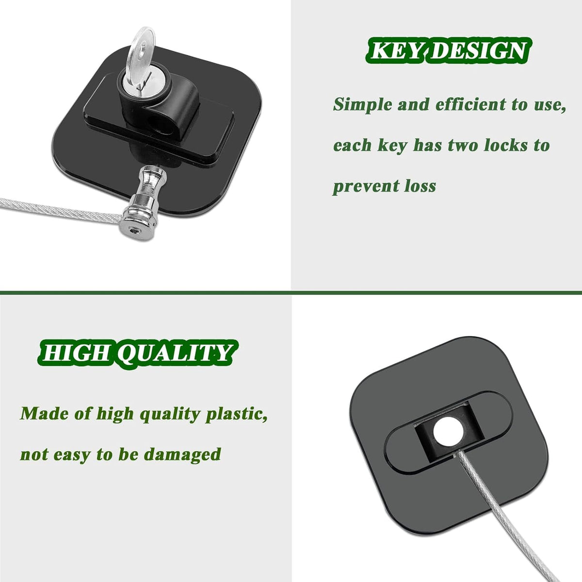 HUPLA Refrigerator Door Lock with Key | Adhesive Fridge Safety Lock with Stainless Steel Cable | No-Drill Security Lock for Refrigerator, Freezer, Cabinet & Drawer – Black