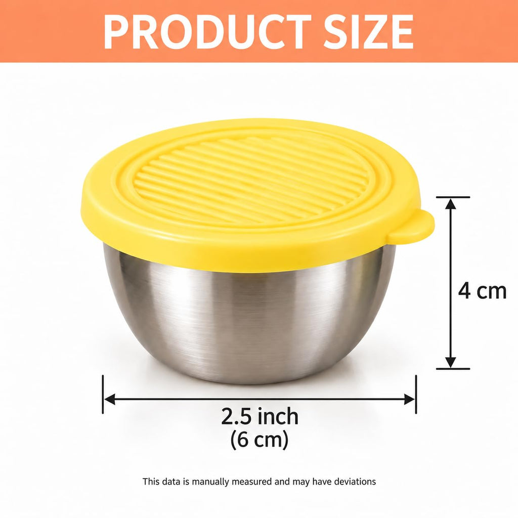 HUPLA Stainless Steel Food Storage Bowl with Lid | Reusable Round Kitchen Container for Snacks, Fruits, Dry Fruits & Leftovers | Colourful Lid Options