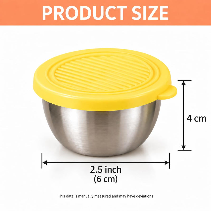 HUPLA Stainless Steel Food Storage Bowl with Lid | Reusable Round Kitchen Container for Snacks, Fruits, Dry Fruits & Leftovers | Colourful Lid Options