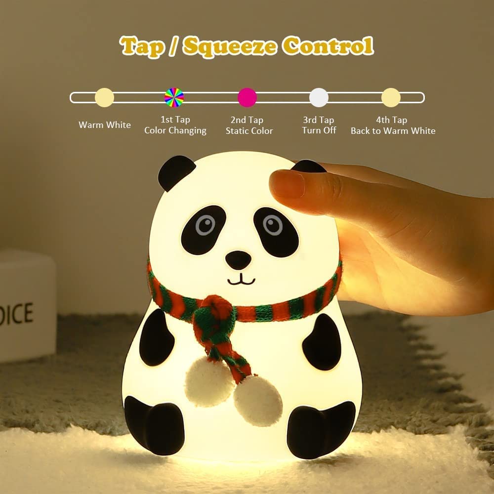 HUPLA Cute Panda LED Night Lamp | Soft Warm Bedside Night Light for Kids Room, Bedroom & Nursery