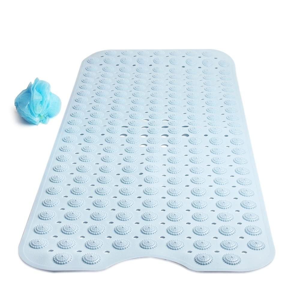 HUPLA Anti-Slip Bathroom Mat 100 × 40 cm | PVC Shower Mat with Suction Cups & Drainage Holes | Non-Slip Bath Mat for Bathroom, Shower & Bathtub – Blue