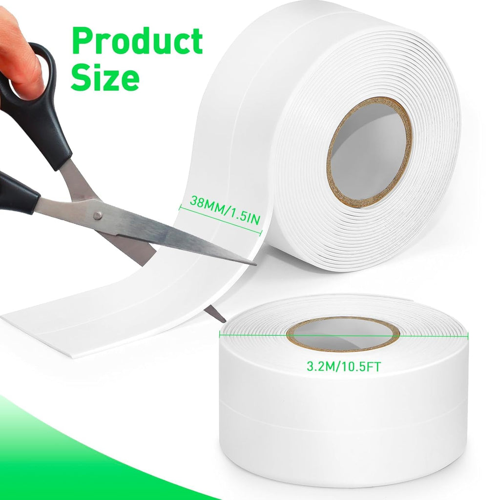 HUPLA Waterproof Sink Sealing Tape 3.8 cm × 3.2 m | Self-Adhesive Kitchen & Bathroom Gap Sealing Strip for Sink, Wash Basin, Bathtub & Toilet Base – White