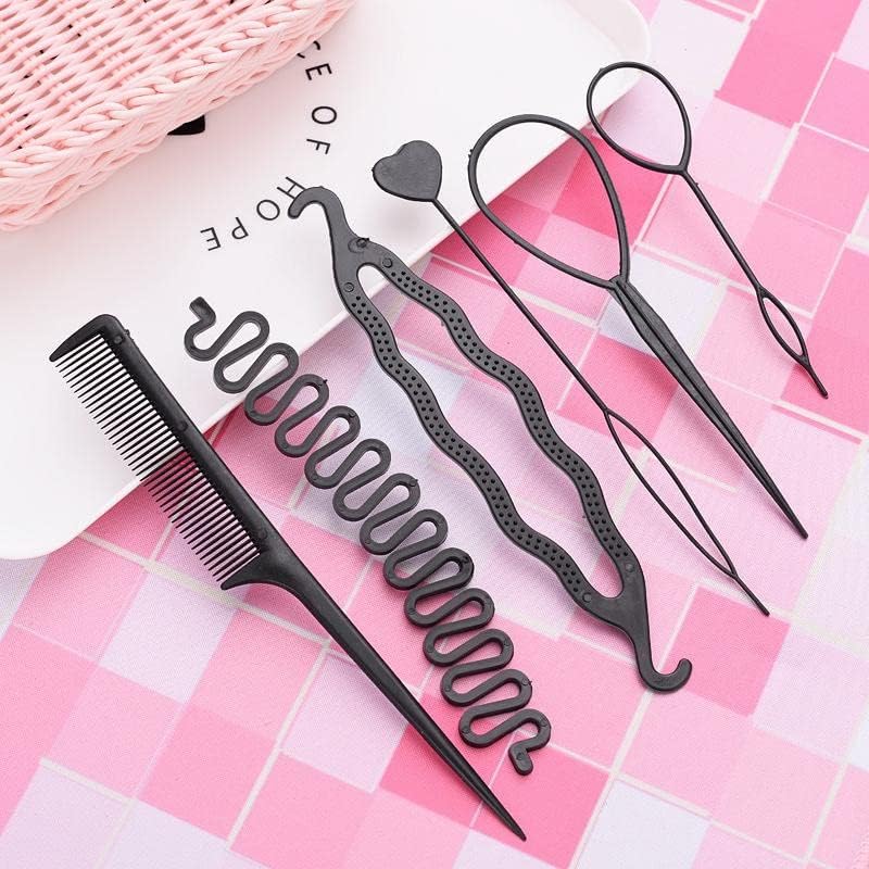 6-Piece Hair Styling Tool Set for Women – Hair Bun Maker, Hair Loop Tool, Sectioning Tool & Styling Comb