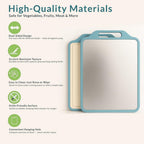 HUPLA Double-Sided Kitchen Chopping Board with Handle | Reversible Rectangular Cutting Board for Vegetables, Fruits & Food Preparation | Blue & Cream