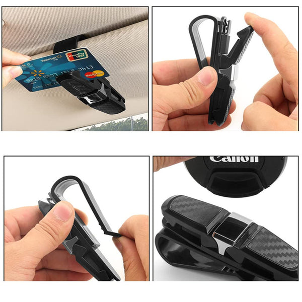 HUPLA Car Sun Visor Sunglasses Holder – 2-in-1 Glasses & Card Clip for Car