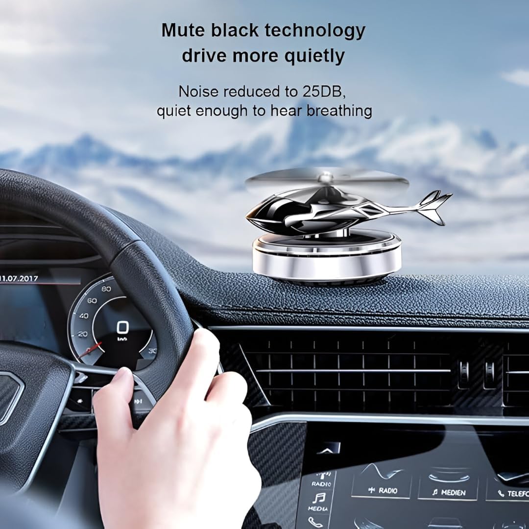 HUPLA Solar Powered Rotating Helicopter Car Dashboard Air Freshener | 360° Spinning Aromatherapy Diffuser | Luxury Car Interior Perfume Decoration