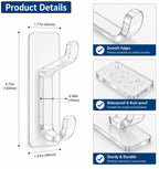 HUPLA Transparent Self-Adhesive Double Wall Hooks pack of 1 | No-Drill 2-in-1 Multipurpose Hooks for Bathroom, Kitchen, Towels, Clothes & Keys | Clear Design – Pack of 6