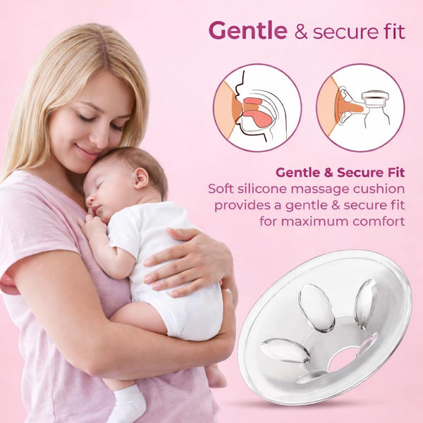 HUPLA Manual Breast Pump with 150ml Milk Collection Bottle | Hand-Operated Breast Milk Pump with Soft Silicone Cushion, Ergonomic Handle & Feeding Nipple | Portable Breastfeeding Accessory for Mothers