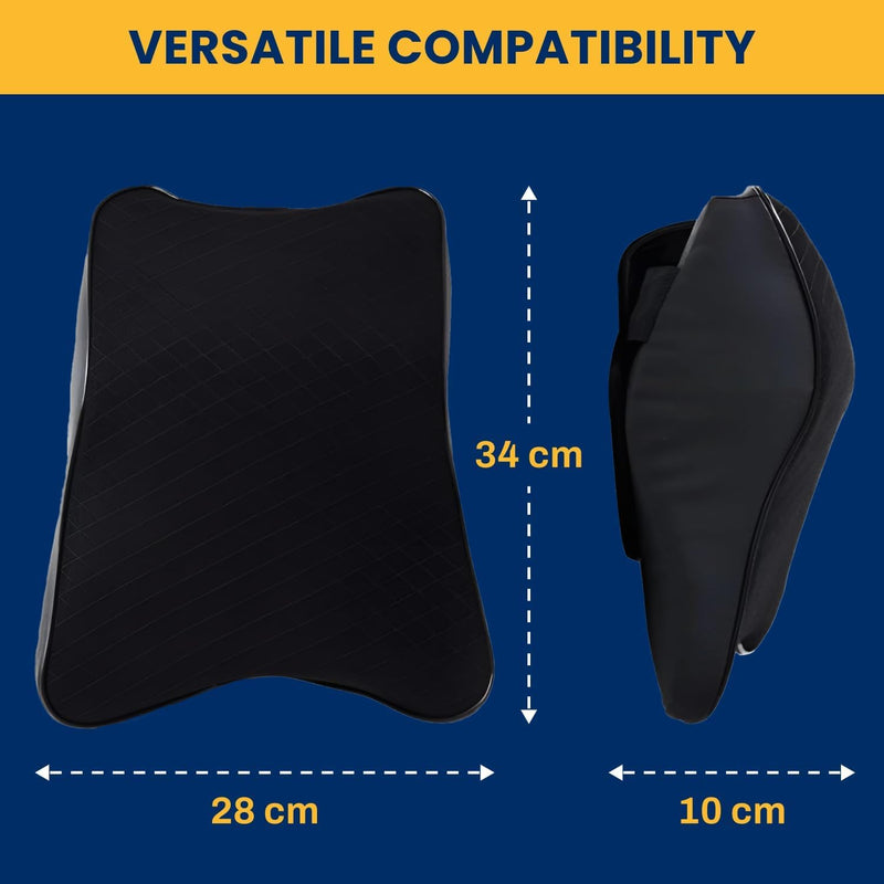 HUPLA Ergonomic Car Neck & Upper Back Support Cushion | Contoured Memory Foam-Style Headrest Pillow for Driving Comfort – Black