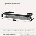 HUPLA Wall Mounted Bathroom Storage Shelf | Self-Adhesive No-Drill Bathroom Organizer Rack with Drainage | Shampoo, Soap & Toiletry Storage Shelf – Black