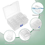 HUPLA Transparent Multipurpose Storage Organizer Box with Lid & Mini Containers | Plastic Compartment Storage Case for Jewellery, Beads, Sewing Accessories & Small Items | Blue Locking Clip