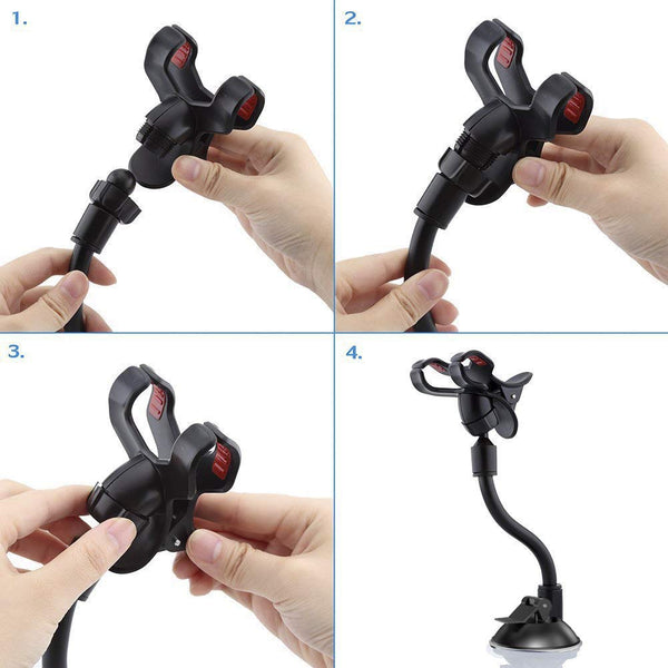 360° Adjustable Car Mobile Holder with Flexible Long Arm – Windshield & Dashboard Phone Mount for Hands-Free Navigation
