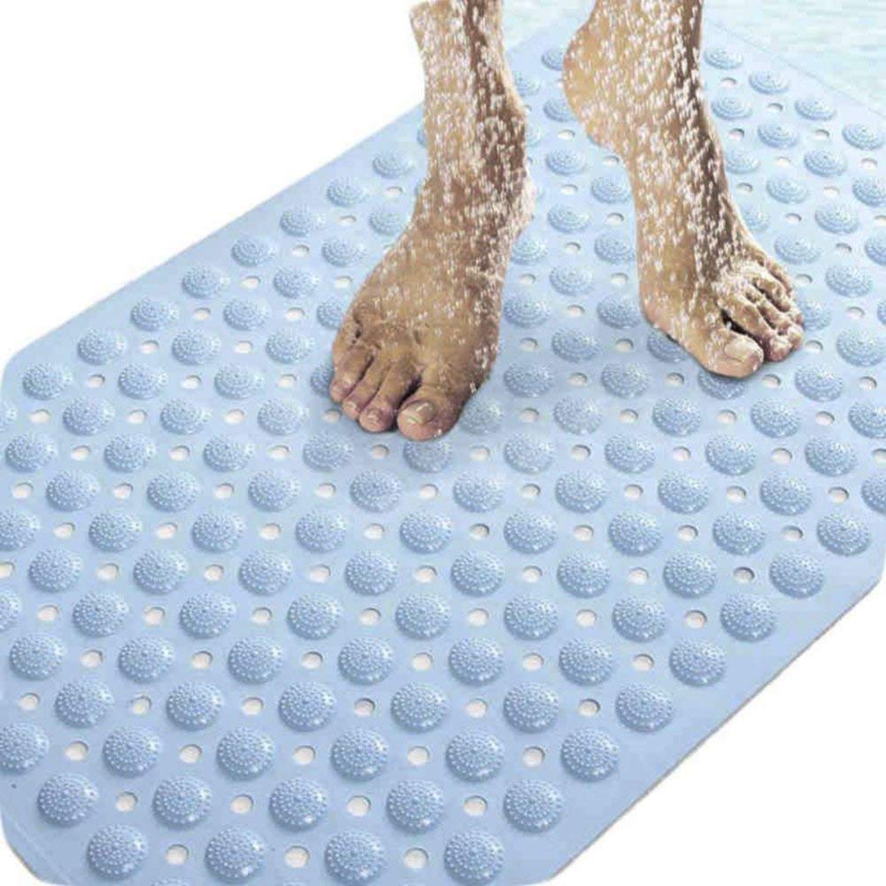 HUPLA Anti-Slip Bathroom Mat 100 × 40 cm | PVC Shower Mat with Suction Cups & Drainage Holes | Non-Slip Bath Mat for Bathroom, Shower & Bathtub – Blue