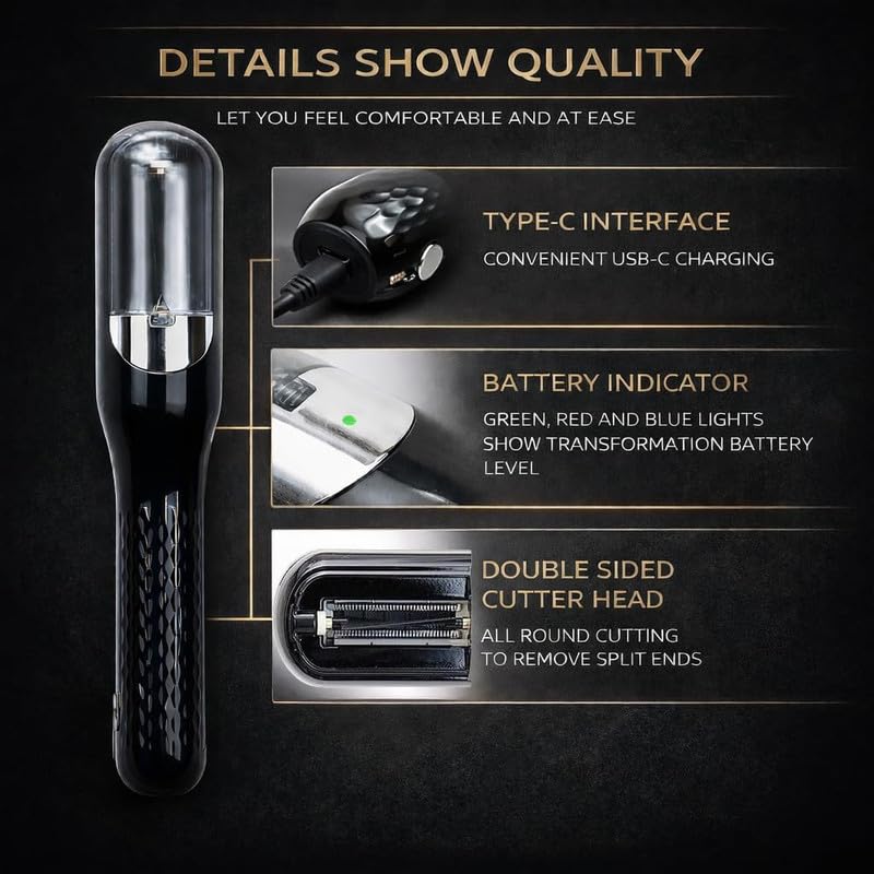 2-in-1 Cordless Split End Hair Trimmer | Rechargeable Hair Trimmer for Removing Split Ends | Portable USB Hair Care Tool for Women