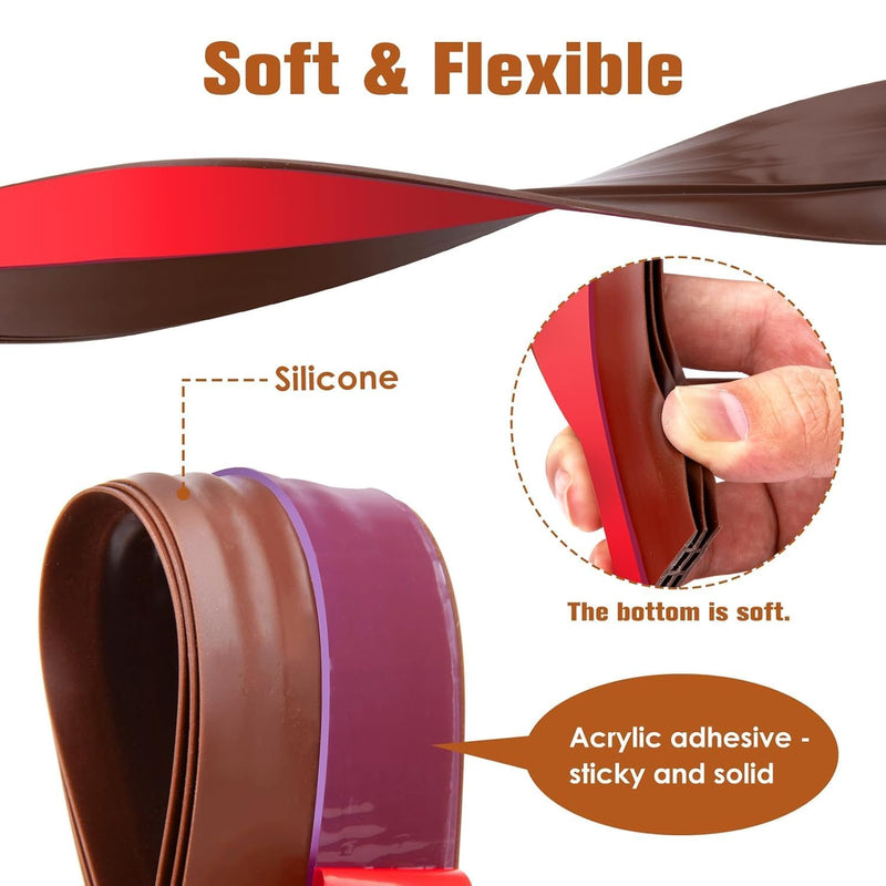 HUPLA Self-Adhesive Door Bottom Sealing Strip | Multi-Layer Hollow Door Gap Seal for Dust, Draft & Insect Protection | Flexible Brown Door Weather Stripping