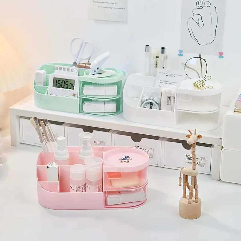 Multi-Compartment Makeup & Cosmetic Organizer with Drawers – Vanity Storage Box for Skincare, Makeup & Beauty Essentials