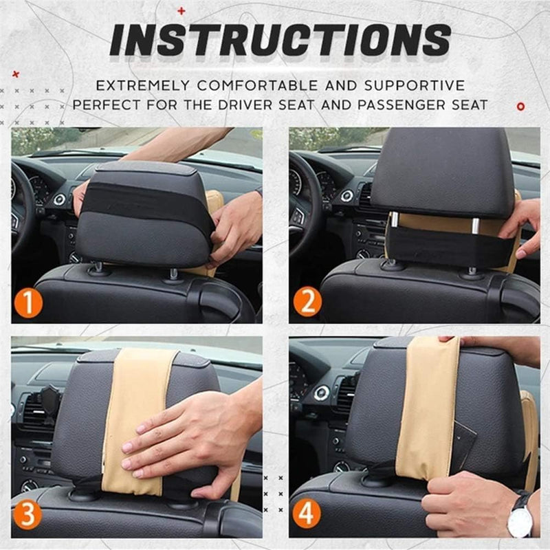 HUPLA Ergonomic Car Neck & Upper Back Support Cushion | Contoured Memory Foam-Style Headrest Pillow for Driving Comfort – Black