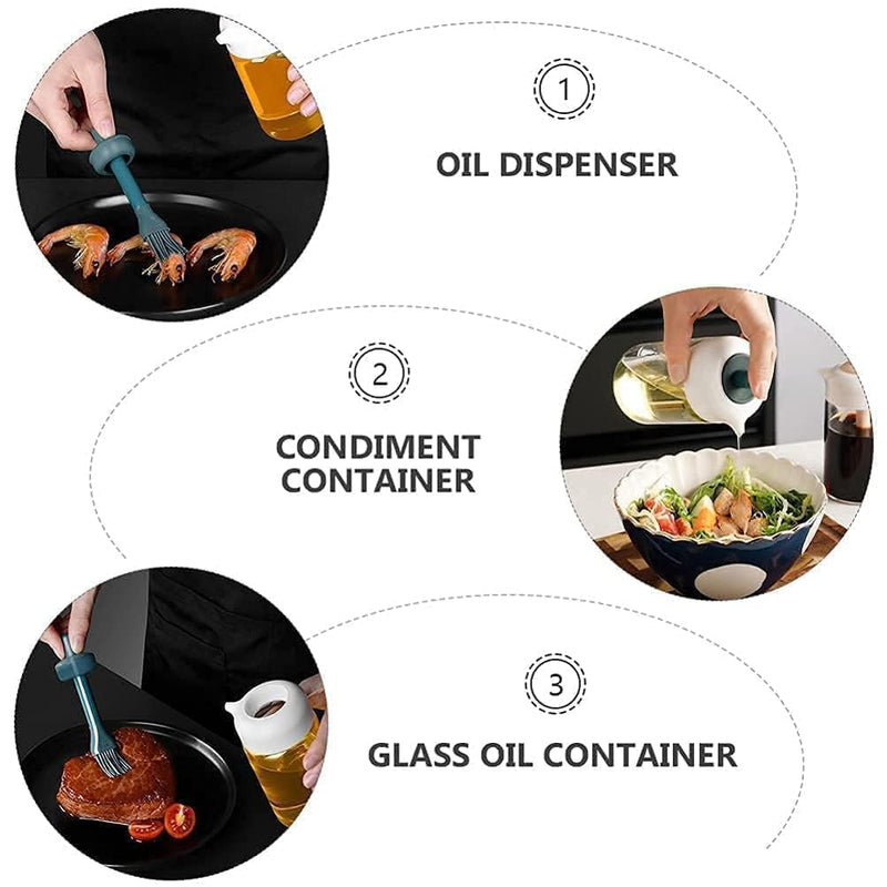 HUPLA Cooking Oil Dispenser Bottle with Silicone Basting Brush | Refillable Oil Brush Container for Cooking, BBQ, Baking & Kitchen Use – 1 Pc