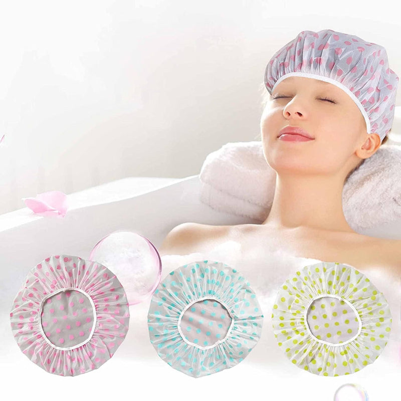 Reusable Shower Cap for Women – Waterproof Elastic Hair Cover for Shower, Cooking, Cleaning, Spa & Makeup