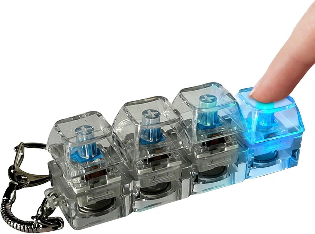 Mini 4-Key Mechanical Keyboard Keychain – Portable Keyboard Switch Keyring Fidget Toy | 1 Pc