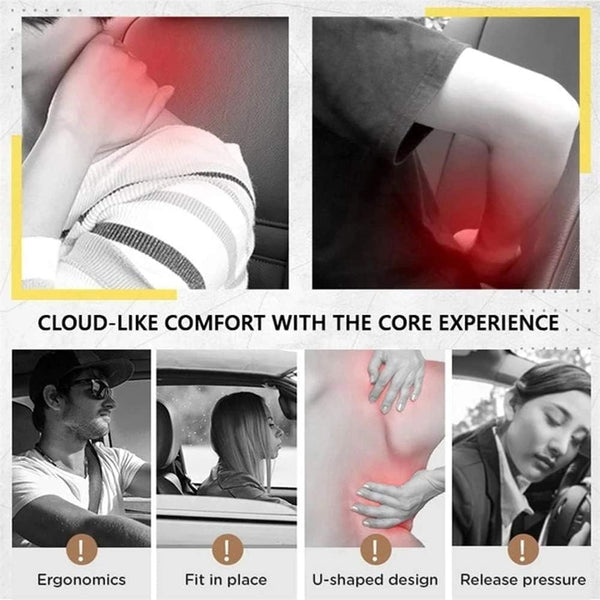 HUPLA Ergonomic Car Neck & Upper Back Support Cushion | Contoured Memory Foam-Style Headrest Pillow for Driving Comfort – Black