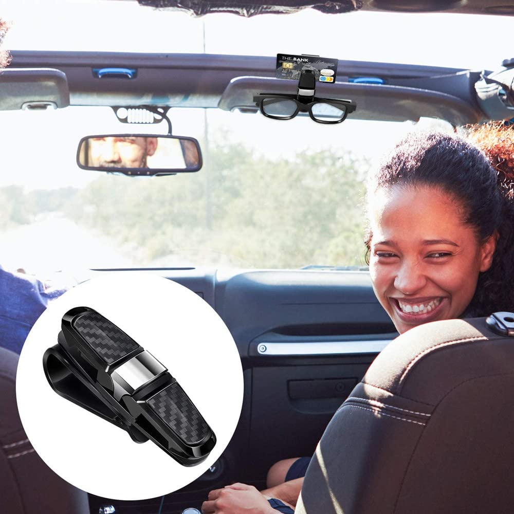 HUPLA Car Sun Visor Sunglasses Holder – 2-in-1 Glasses & Card Clip for Car
