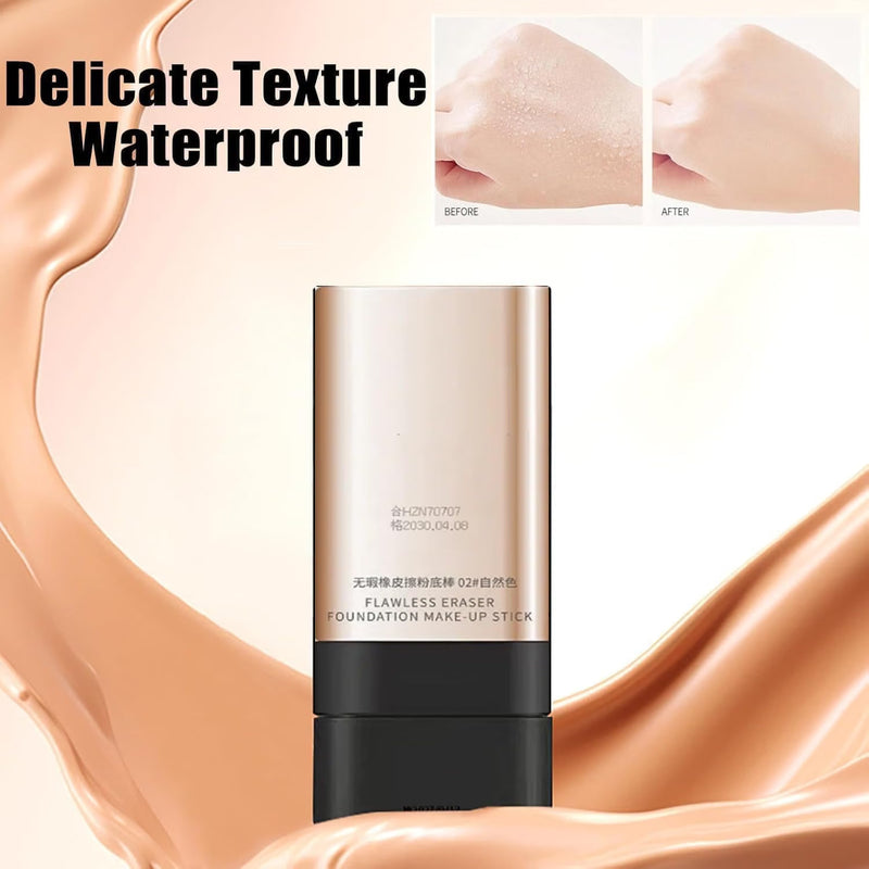 Flawless Foundation Makeup Stick with Brush – 2-in-1 Cream Foundation Stick for Face Makeup & Easy Blending