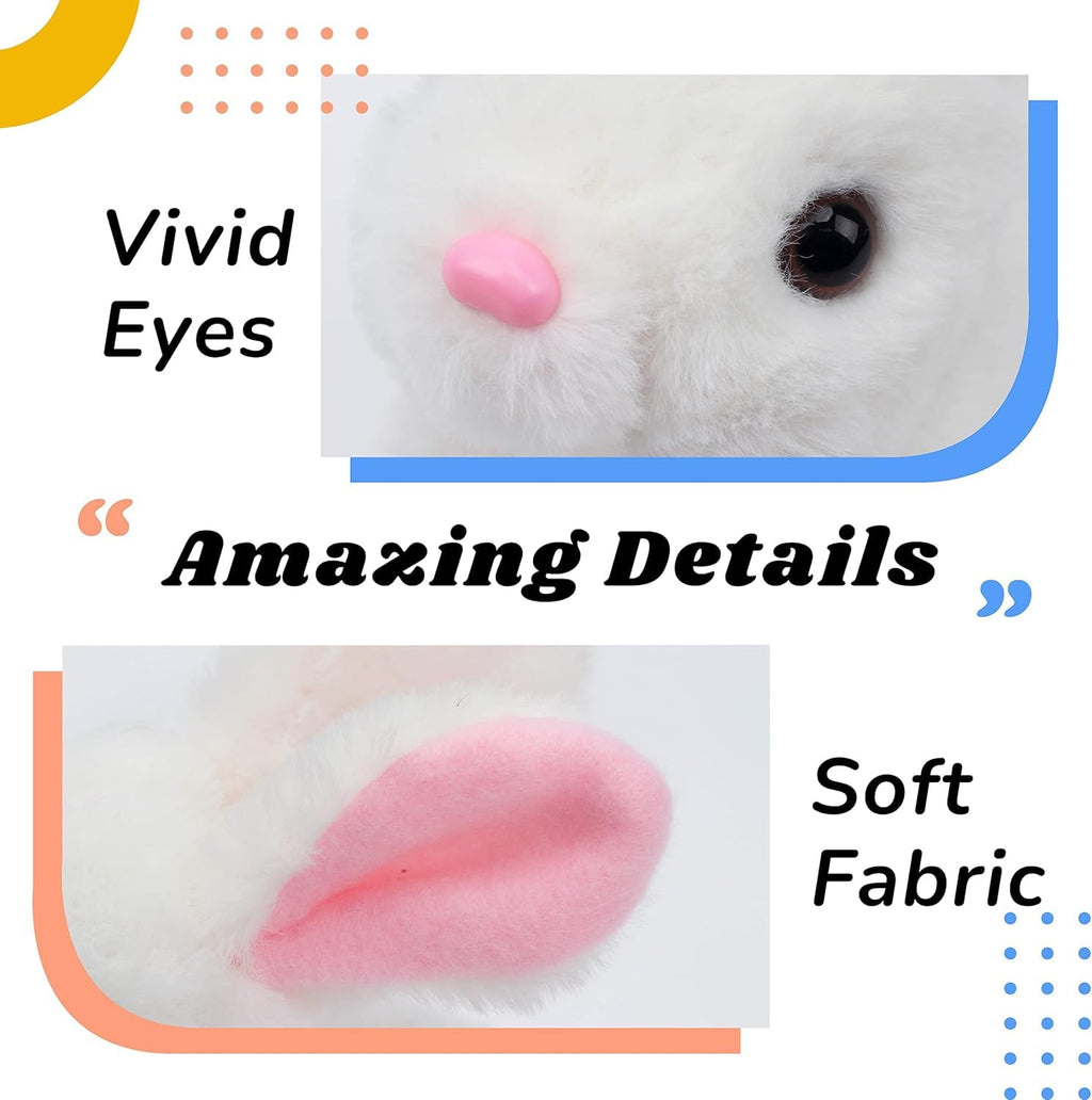 HUPLA Walking & Talking Rabbit Toy | Interactive White Bunny Soft Toy with Walking Movement, Bunny Sounds, Moving Ears & Nose | Battery Operated Plush Animal Toy for Kids – 1 Pc