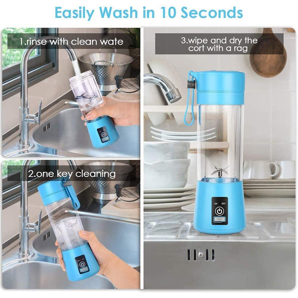 HUPLA Portable USB Rechargeable Juicer Blender 380ml | 6 Stainless Steel Blade Mini Fruit Blender with 1200mAh Battery for Smoothies, Shakes & Juices