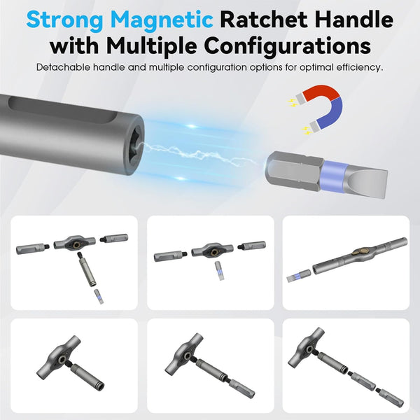 HUPLA 24-in-1 Precision T-Handle Ratchet Screwdriver Set | Magnetic Repair Tool Kit | Magnetic Multi-Bit Repair Tool Kit with Storage Case | Professional Hand Tool for Electronics, PC, Laptop, Mobile, Bicycle & Home Repair