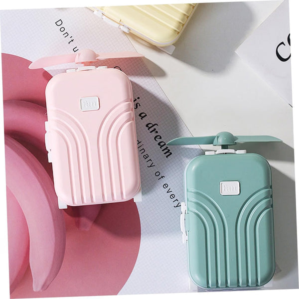 Mini Travel Mirror in Suitcase Design – Cute Portable Folding Makeup Mirror with Propeller Handle for Girls & Women