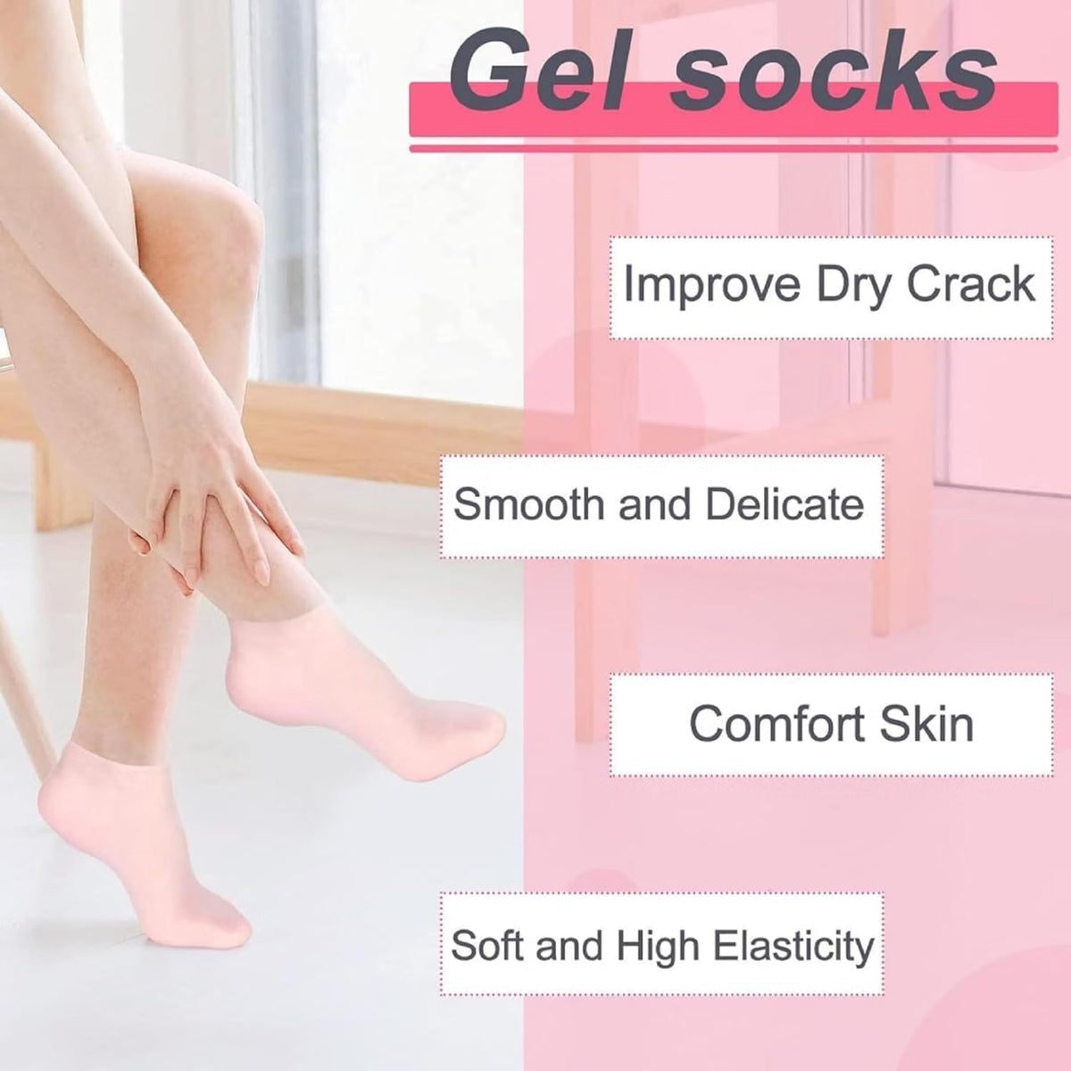 Silicone Moisturizing Foot Socks – Reusable Gel Heel Socks for Dry & Rough Feet Care