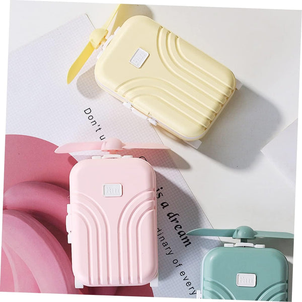 Mini Travel Mirror in Suitcase Design – Cute Portable Folding Makeup Mirror with Propeller Handle for Girls & Women
