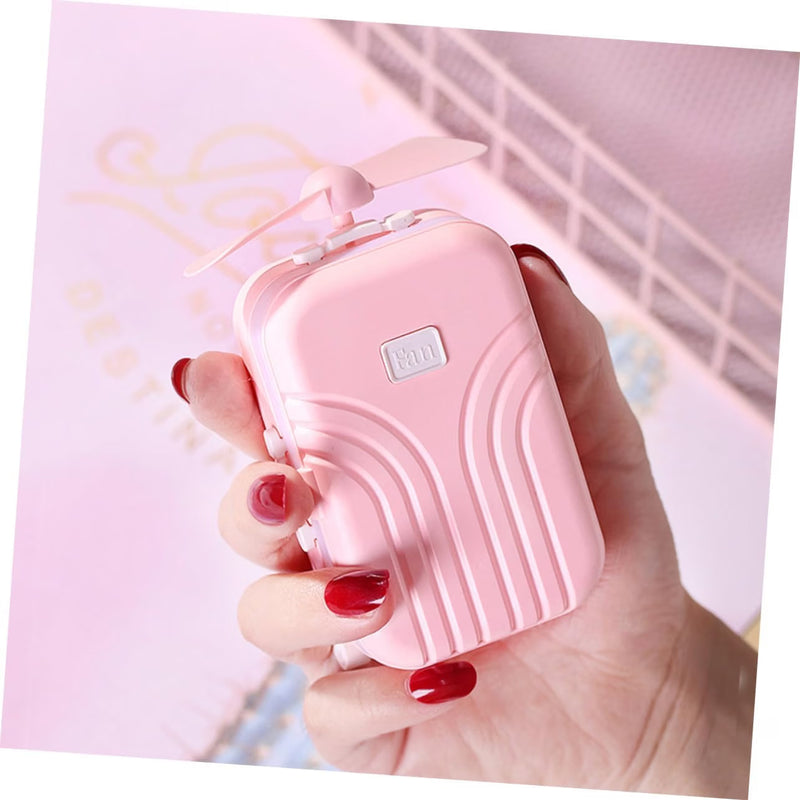 Mini Travel Mirror in Suitcase Design – Cute Portable Folding Makeup Mirror with Propeller Handle for Girls & Women