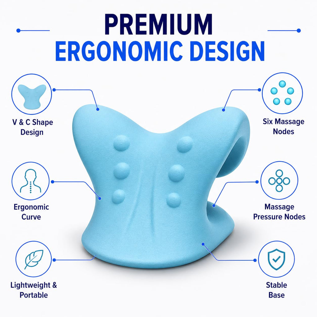 Cervical Neck Stretcher & Support Pillow – Ergonomic Neck Relaxation Device for Home Use
