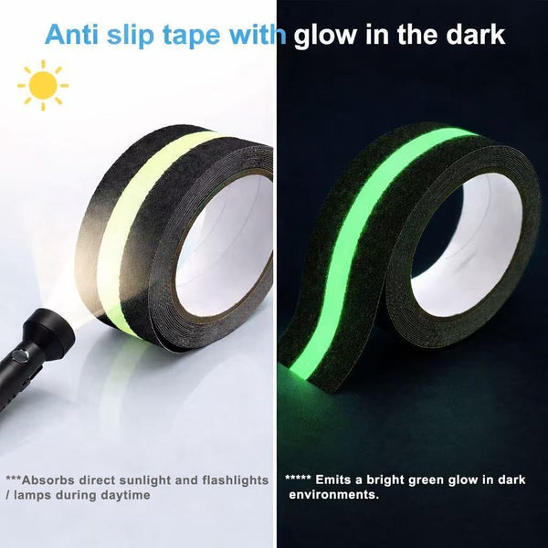 HUPLA Anti-Skid Glow in The Dark Safety Tape | Self-Adhesive Non-Slip Grip Tape for Stairs, Floors & Ramps
