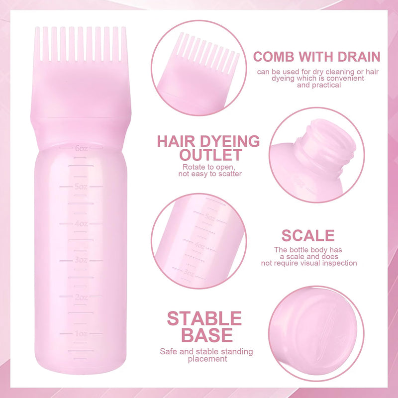 Hair Oil Applicator Bottle with Comb Nozzle – 17cm Scalp Massager & Hair Dye Applicator Bottle for Easy Hair Care