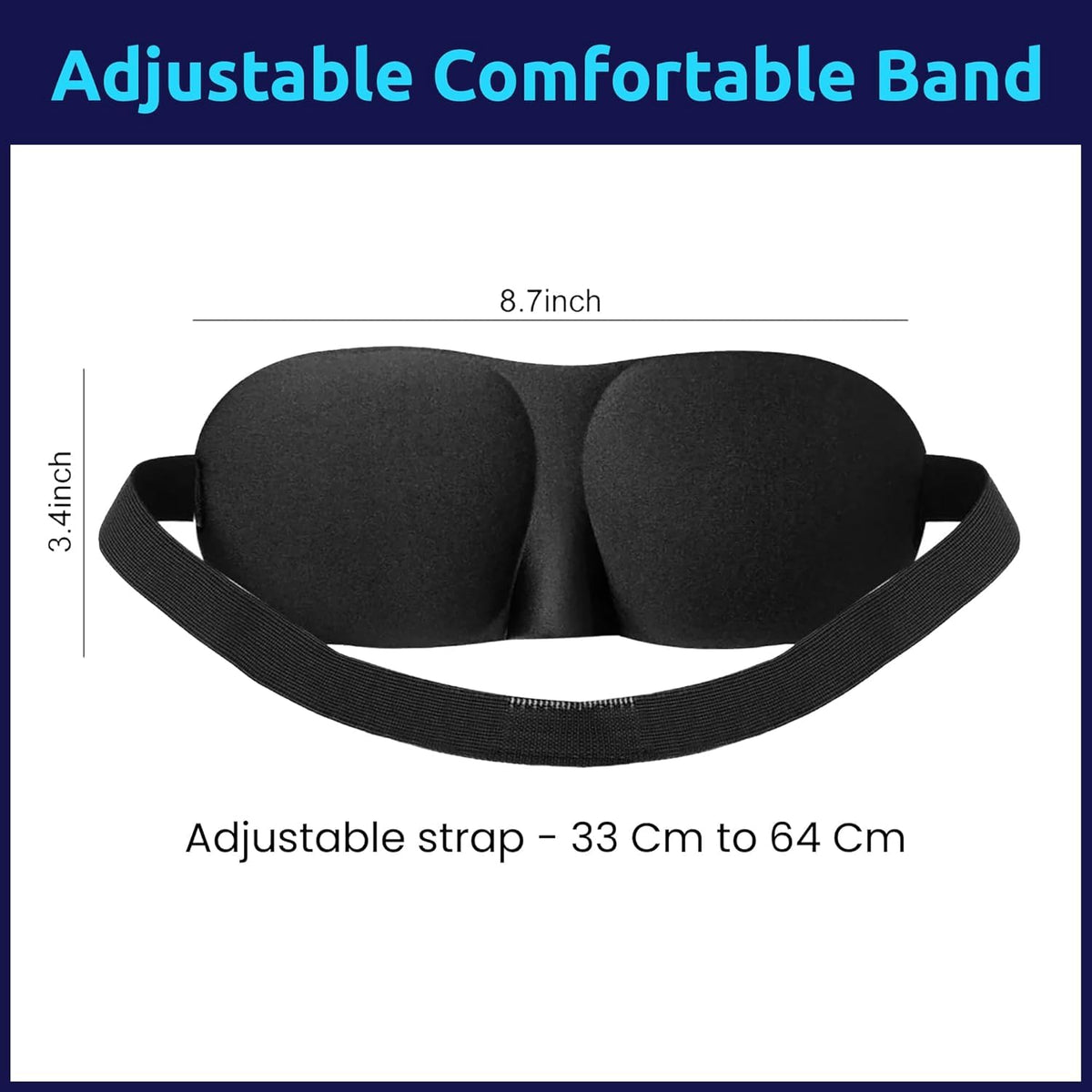 3D Contoured Blackout Sleep Eye Mask – Light Blocking Sleeping Mask with Adjustable Elastic Strap for Men & Women