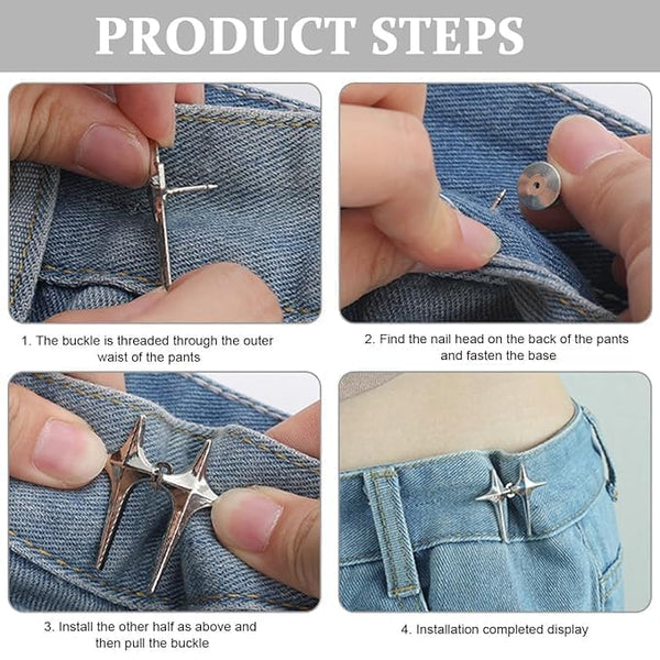 Star Shape Jeans Waist Button – Decorative Adjustable Waist Button for Jeans, Pants & Skirts | Pack of 2