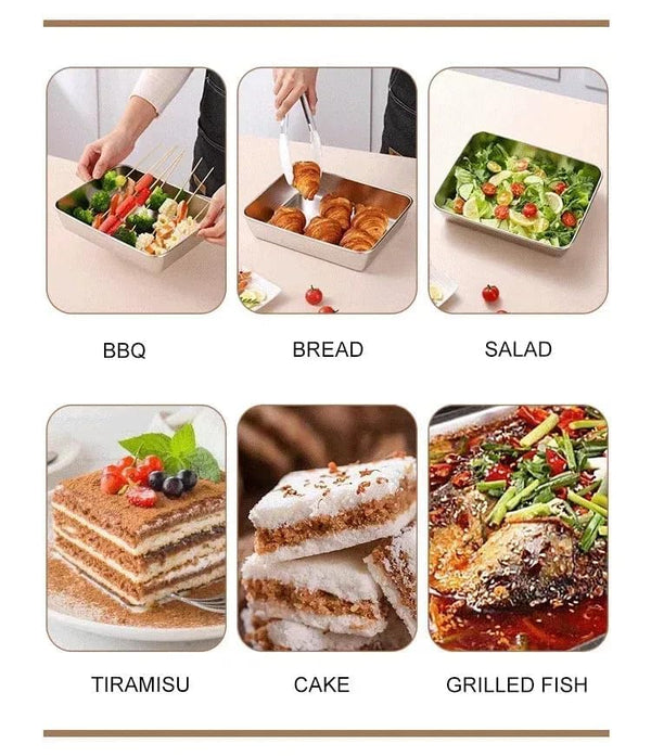 HUPLA Rectangular Stainless Steel Food Storage Container with Transparent Lid | Reusable Kitchen Storage Box for Salads, Fruits, Meals & Leftovers | Multipurpose Food Container – Silver